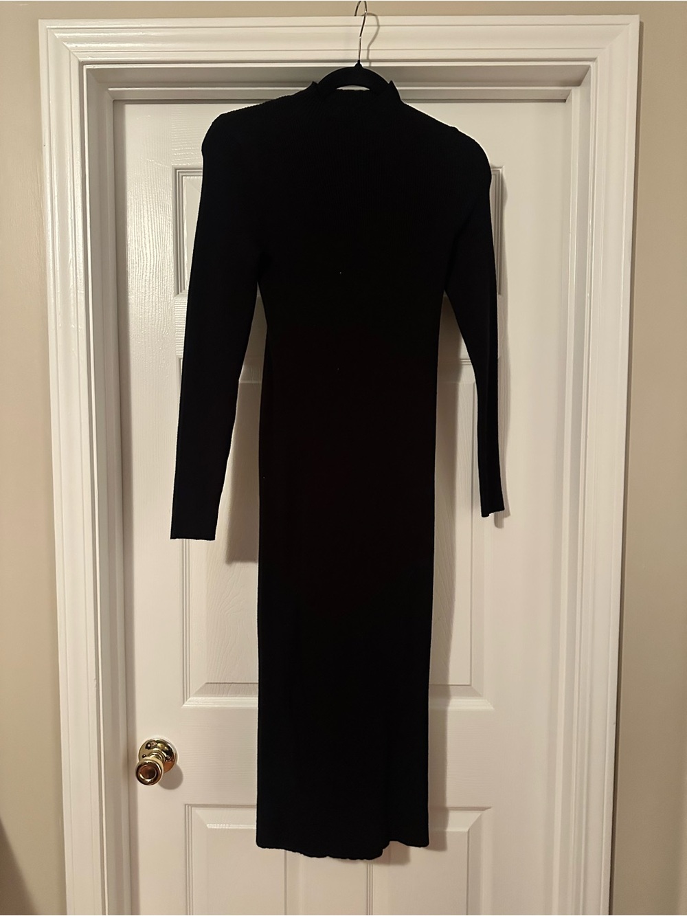 Black Long Sleeve Midi Dress - Classic Turtleneck